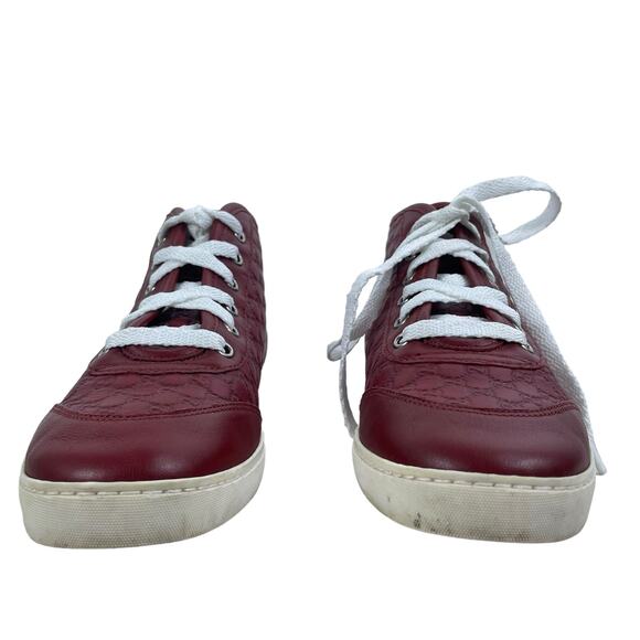 GUCCI Microguccissim Red Leather High Top Sneakers Lace Up Size 36 - Picture 2 of 11